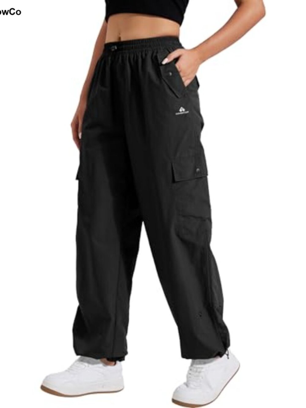 Womens Parachute Cargo Pants Quick Dry Hiking Wide Leg Baggy Pockets